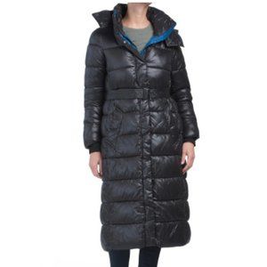 Shiny Maxi Black Coat With Hood